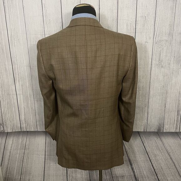 Jos. A. Bank 41L Brown Check Silk / Wool / Ramie 2-Button Dual-Vent Sports Coat - Picture 5 of 10